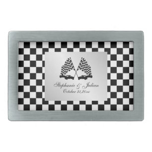 Race Cars Checker Flag Belt Buckle