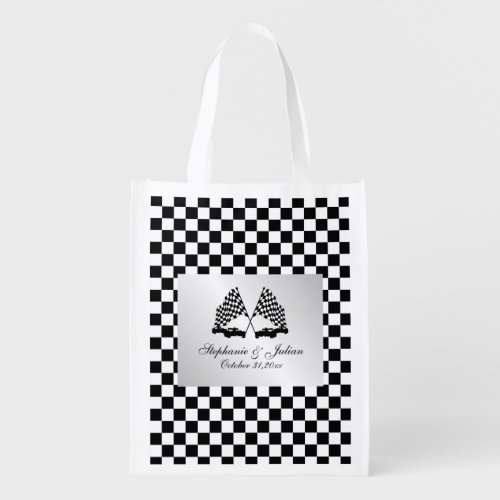 Race Cars Checker Flag Grocery Bag