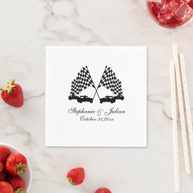 Race Cars Checker Flag Napkins (Insitu)
