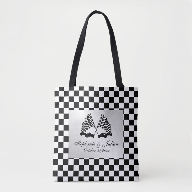 Race Cars Checker Flag Tote Bag (Front)