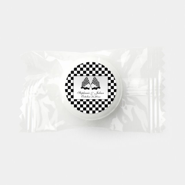 Race Cars Checker Flag Wedding Life Saver® Mints (Front)