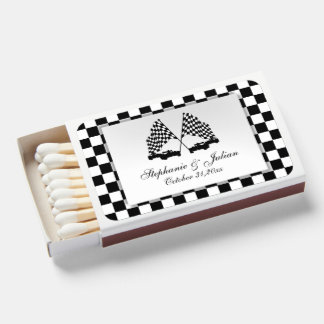 Race Cars Checker Flag Wedding Matchboxes