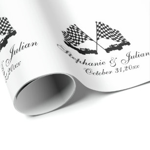 Race Cars Checker Flag Wrapping Paper