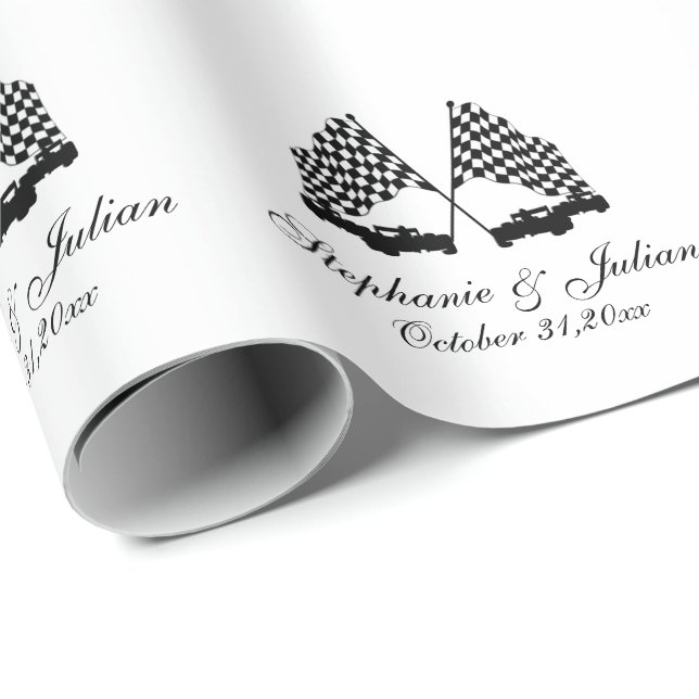 Race Cars Checker Flag Wrapping Paper (Roll Corner)