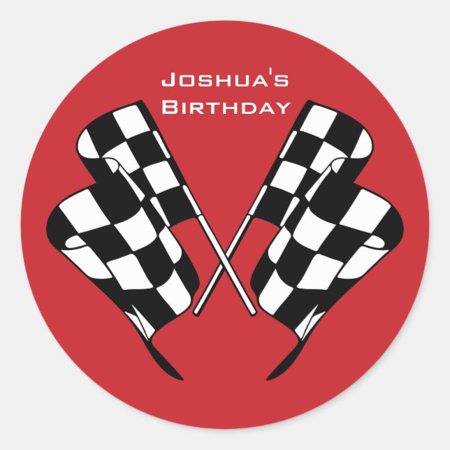 Race Cars Checkered Flag Envelope Seal Sticker (Front)