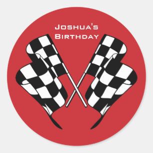 Race Cars Checkered Flag Envelope Seal Sticker