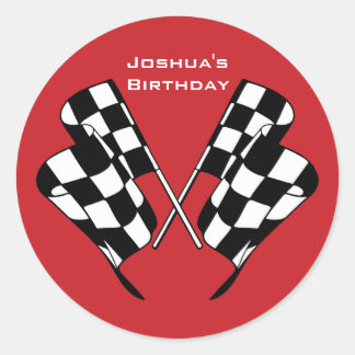 Race Cars Checkered Flag Envelope Seal Sticker