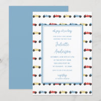 Race Cars Classic Blue Boy Baby Shower