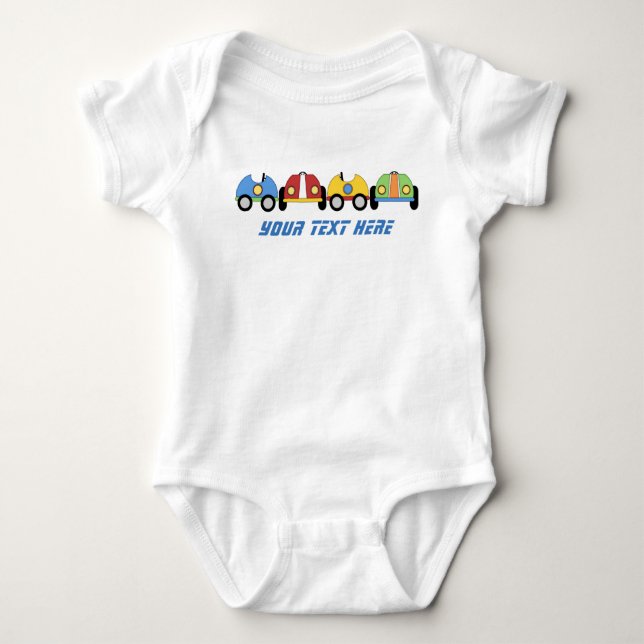Race Cars Custom Baby Romper (Front)