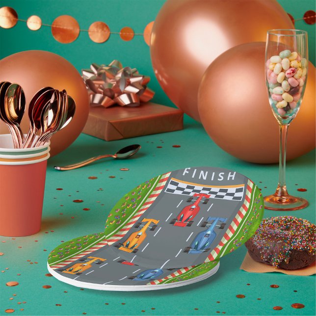 Race Cars Finish Line Paper Plates (Creator Uploaded)