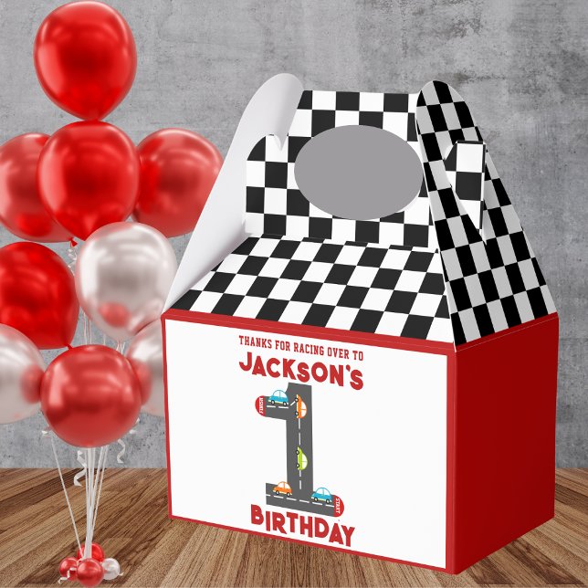 Race Cars First Birthday Kids Party Favor Boxes (Creator Uploaded)