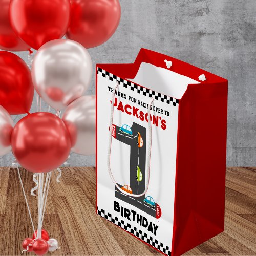 Race Cars First Birthday Kids Party Medium Gift Bag