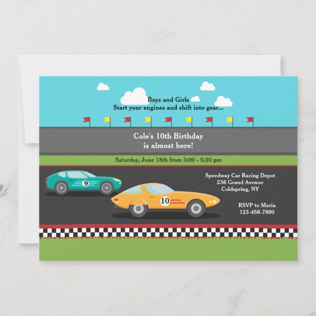 Race Cars Invitation (Front)