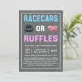 Race Cars or Ruffles Gender Reveal Invitation | Zazzle