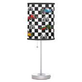 Race Cars Racing Flags and Checkered Pattern Table Lamp (Right)