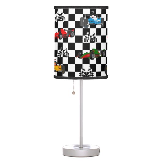 Race Cars Racing Flags and Checkered Pattern Table Lamp (Right)