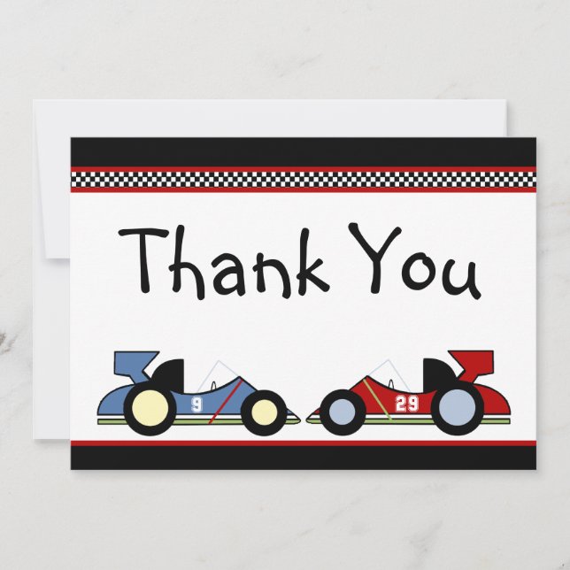 Race Cars Thank You Cards (Front)