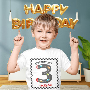 Race Cars Third Birthday Boy Toddler T-shirt