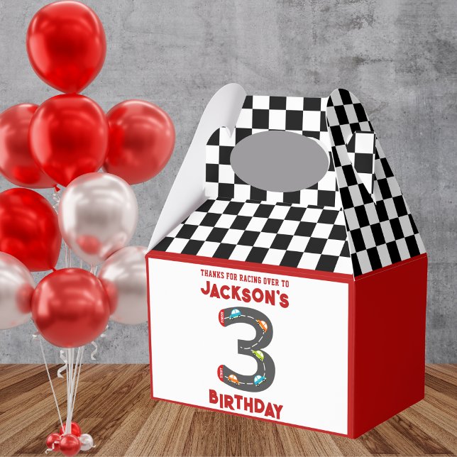 Race Cars Third Birthday Kids Party Favor Boxes (Creator Uploaded)
