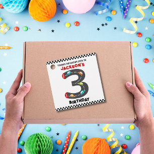 Race Cars Third Birthday Kids Party Favor Tags