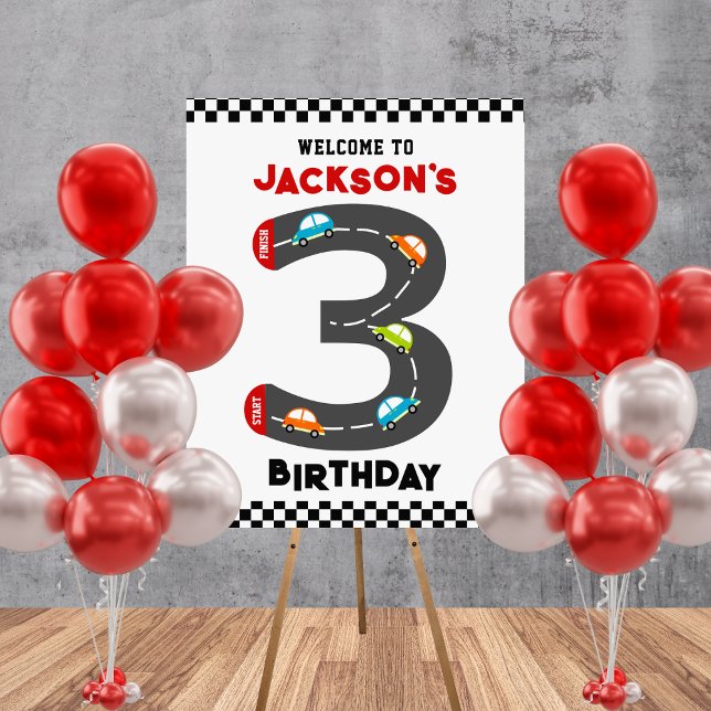 Race Cars Third Birthday Kids Party Foam Board (Creator Uploaded)
