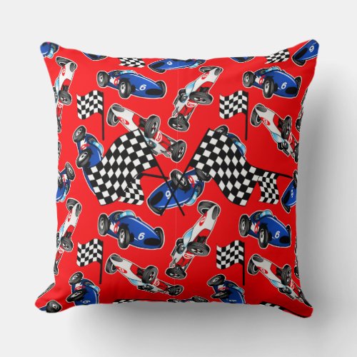 Race Cars Throw Pillow