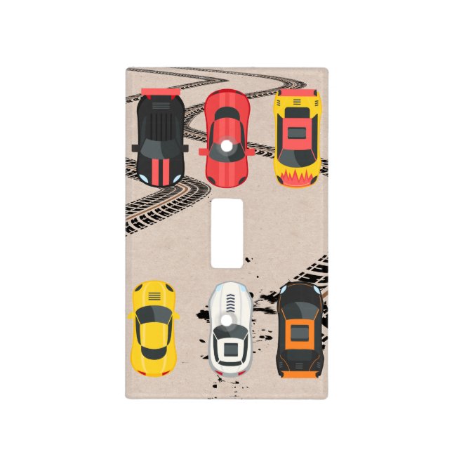 Race Cars with Tire Tread Marks  Light Switch Cover (Front)