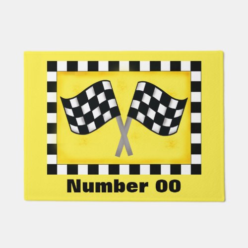 Race Checkered Flag Custom Number Personalized Doormat