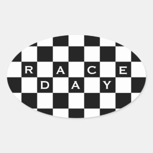 Race Day Checker Flag Oval Sticker