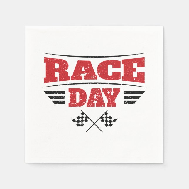 Race Day Checkered Flag Car Racing Medium Gift Bag Napkins (Front)