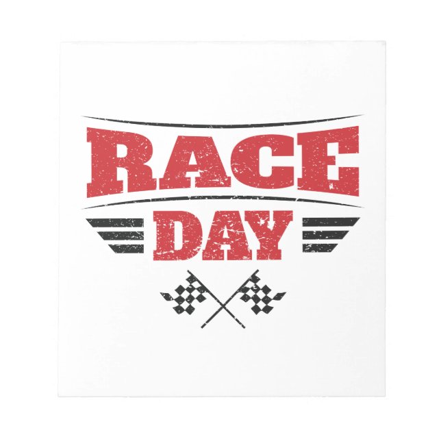Race Day Checkered Flag Car Racing Medium Notepad (Front)