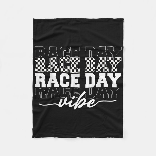 Race Day Vibes Checkered Coquette Bow Car Racing M Fleece Blanket (Front)