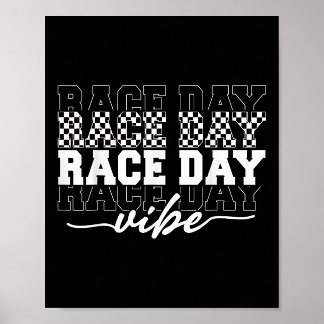 Race Day Vibes Checkered Coquette Bow Car Racing M Poster (Front)