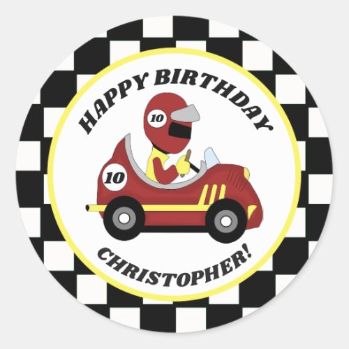 Race Fans Personalized Birthday Party Stickers