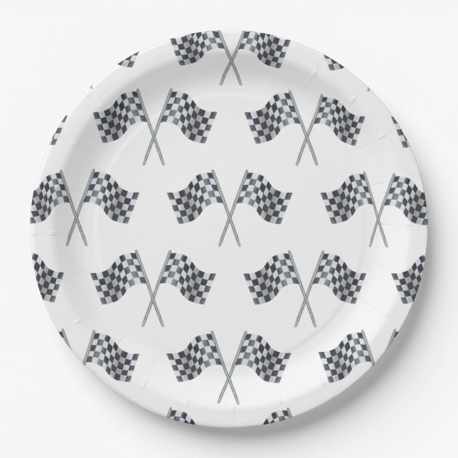 Race Flag Baby Shower Napkin Paper Plates (Front)