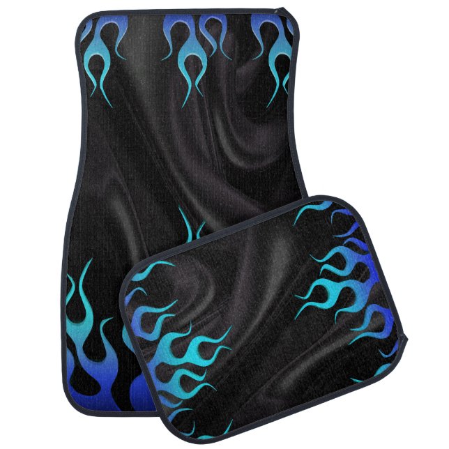 Race Flame, car, mats, Blue, style, fire Car Floor Mat (Set)