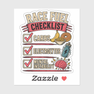 Race Fuel Checklist | Funny Runner Humor Sticker