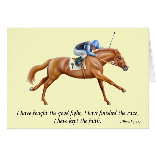 Race Horse 2 Timothy Bible Scripture Card (Front Horizontal)