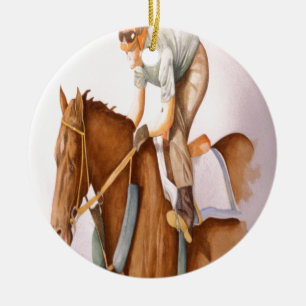 Race Horse and Jockey Ceramic Ornament