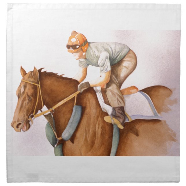 Race Horse and Jockey Cloth Napkin (Front)