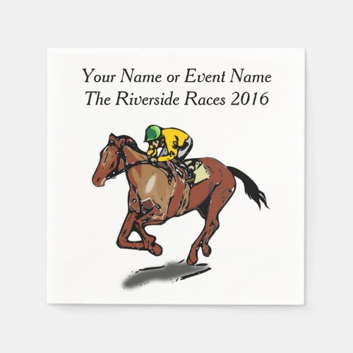 Race Horse and Jockey Custom Steplechase Party Napkins