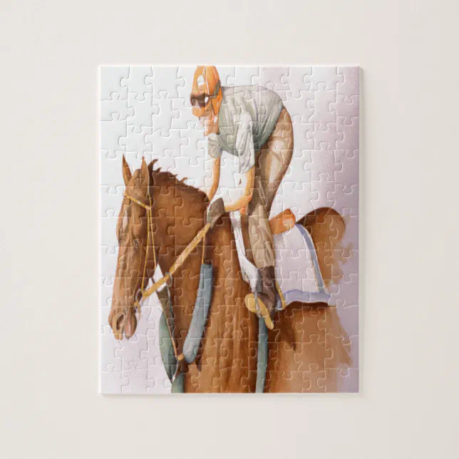 Race Horse and Jockey Jigsaw Puzzle Zazzle