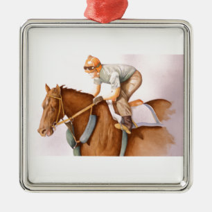 Race Horse and Jockey Metal Ornament
