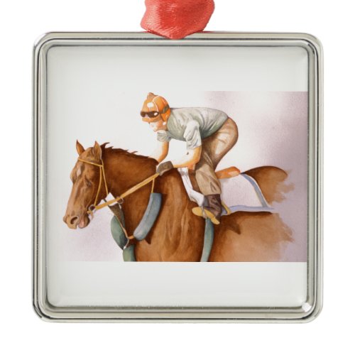 Race Horse and Jockey Metal Ornament