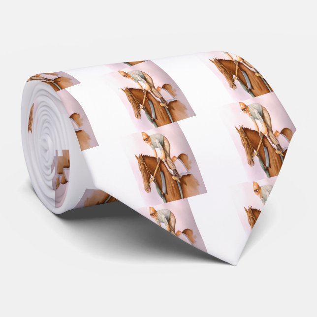 Race Horse and Jockey Neck Tie (Rolled)