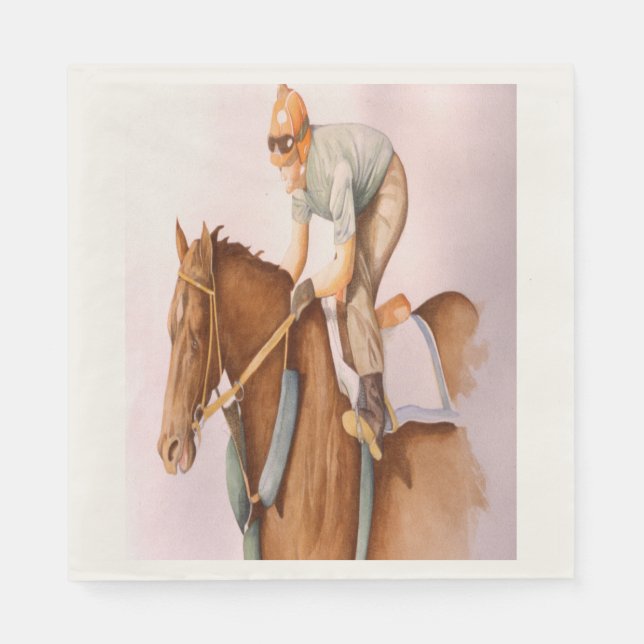 Race Horse and Jockey Paper Napkins (Front)