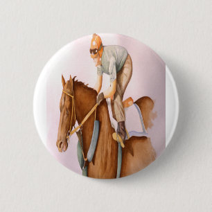 Race Horse and Jockey Pinback Button