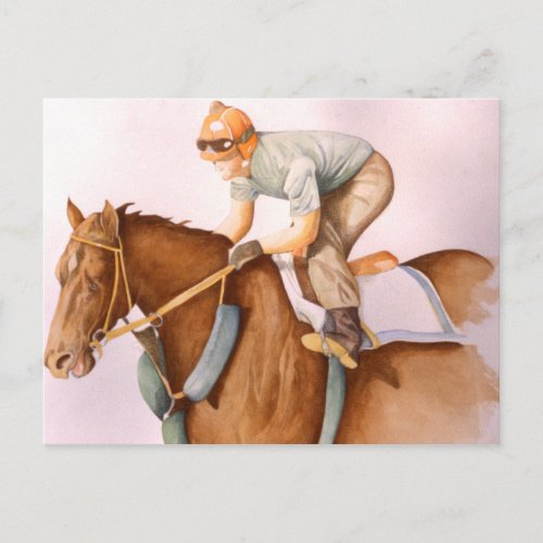 Race Horse and Jockey Postcard