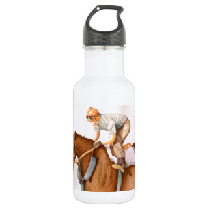 Race Horse and Jockey Water Bottle