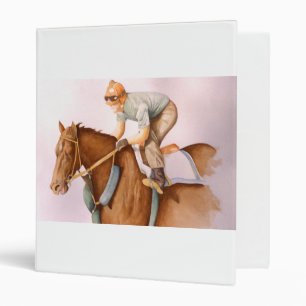 Race Horse and Jockey WaterColor 3 Ring Binder